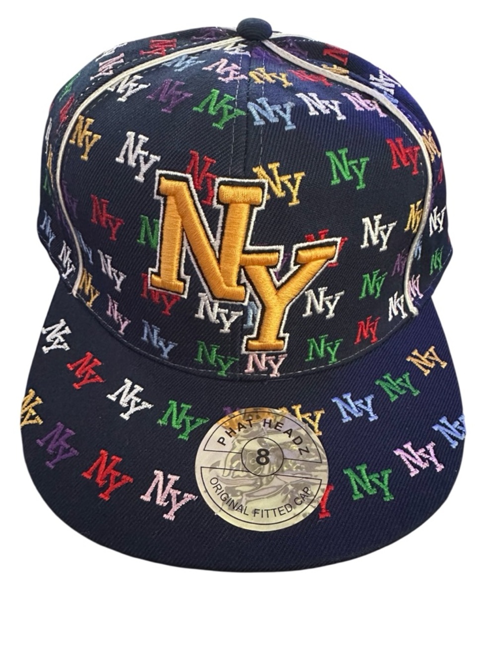 ⚡️ NY Embroidered Multicolor Logo Navy Fitted Cap